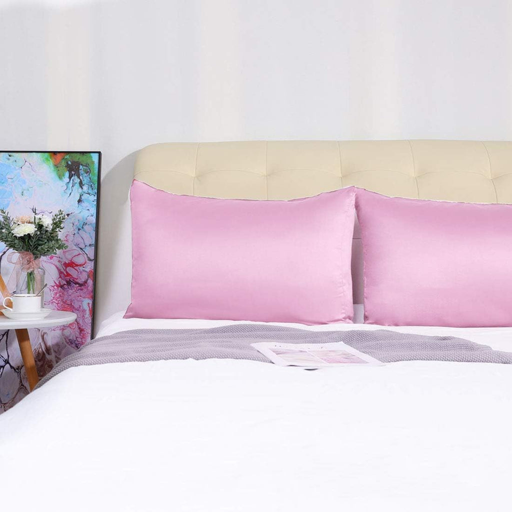 uxcell 2 Pack Silk Satin Pillowcase for Hair and Skin, Cool, Silky, Soft Breathable Pillow Cases Queen Size 20x30 Inch Sateen Pillowcase Li…