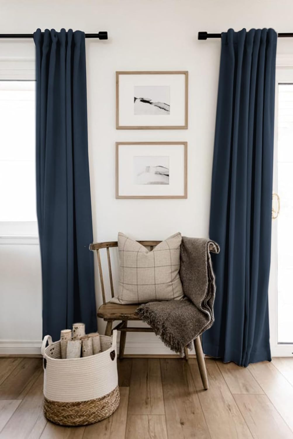 100BlackoutShield 100% Blackout Shield Linen Blackout Curtains for Bedroom 96 Inches Long, Back Tab/Rod Pocket Living Room Drapes, Thermal…