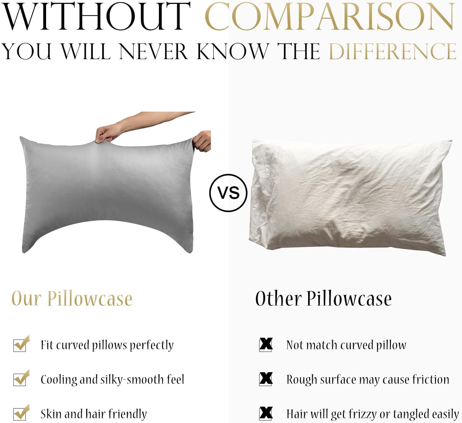 Elibaba Curved Crescent Cooling Side Sleeper Pillow Cases - Rayon Derived from Bamboo Pillowcase Cover Queen Size 1 Piece, 20 * 30 inches L…