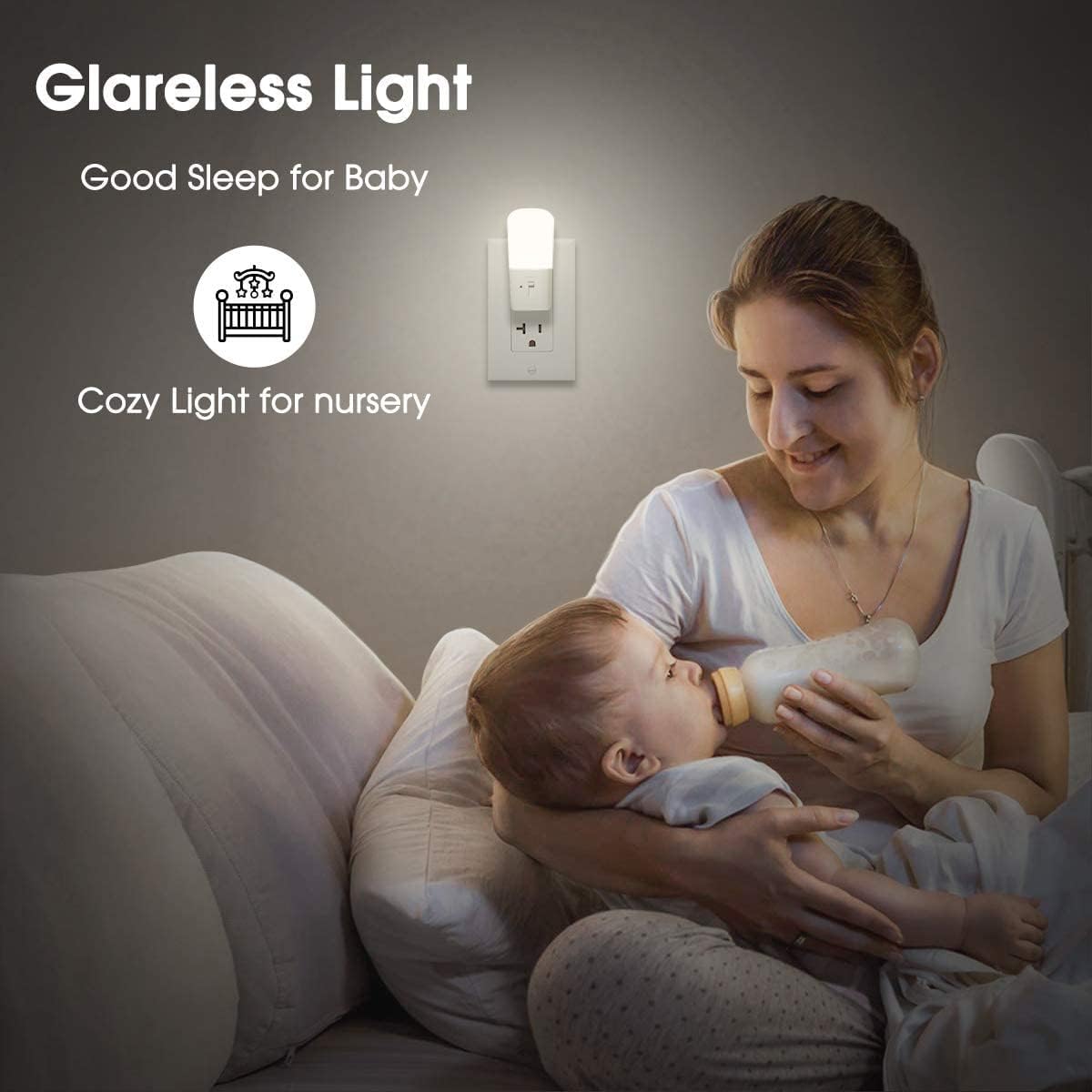 L LOHAS LED Dimmable Night Light[2 Pack], Plug in Night Lights with Dusk to Dawn Sensor, Daylight 5000k from 5-80 LM Brightness…