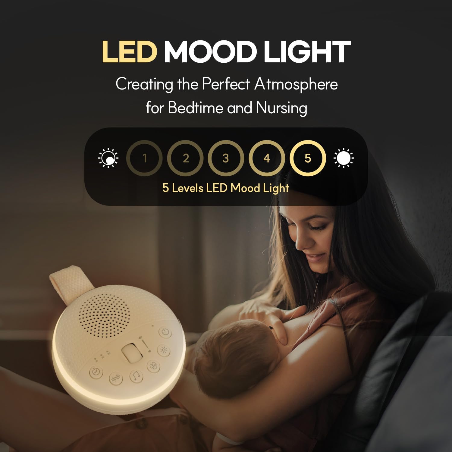 HuBDIC HubiCare White Noise Machine, Portable Sound Machine with 21 Soothing Sleep Sounds, Long-Lasting Battery, Gentle LED Mood Light, Tra…
