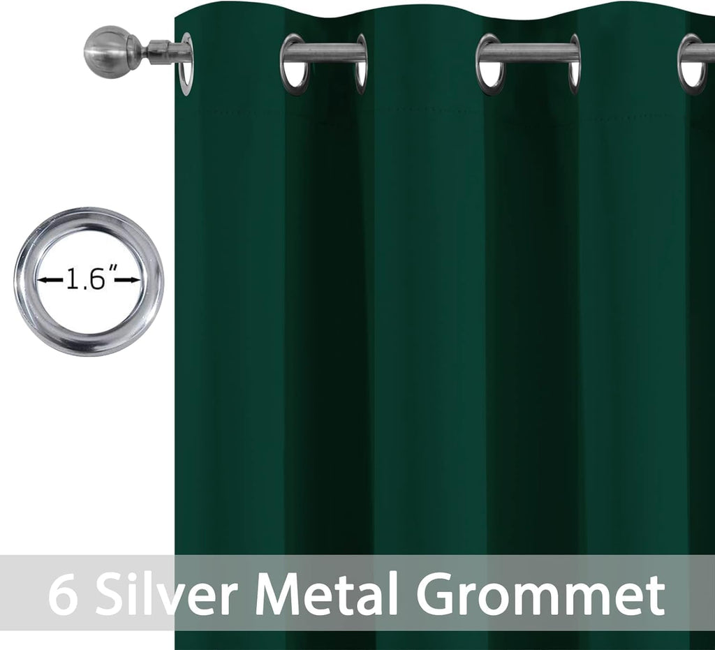 Yakamok Dark Green Blackout Curtains for Bedroom, Room Darkening Thermal Insulated Grommet Window Curtains, Light Blocking Blackout…