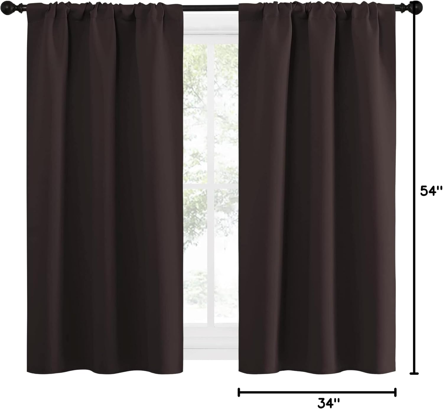 NICETOWN Kitchen Curtains Thermal Insulated Curtains & Drapes, Small Window Blackout Curtain Panels for Girls Room (Toffee Brown, 34"…
