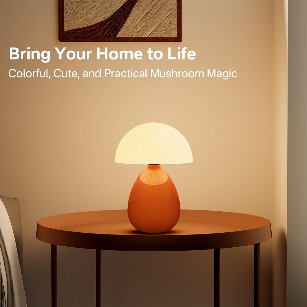 Dawnwake Mushroom Lamp Table Lamp for Bedroom, Ice Crackle Desk Lamp Bedside Small Lamps for Living Room Night Stands, Table Lamps Cute…