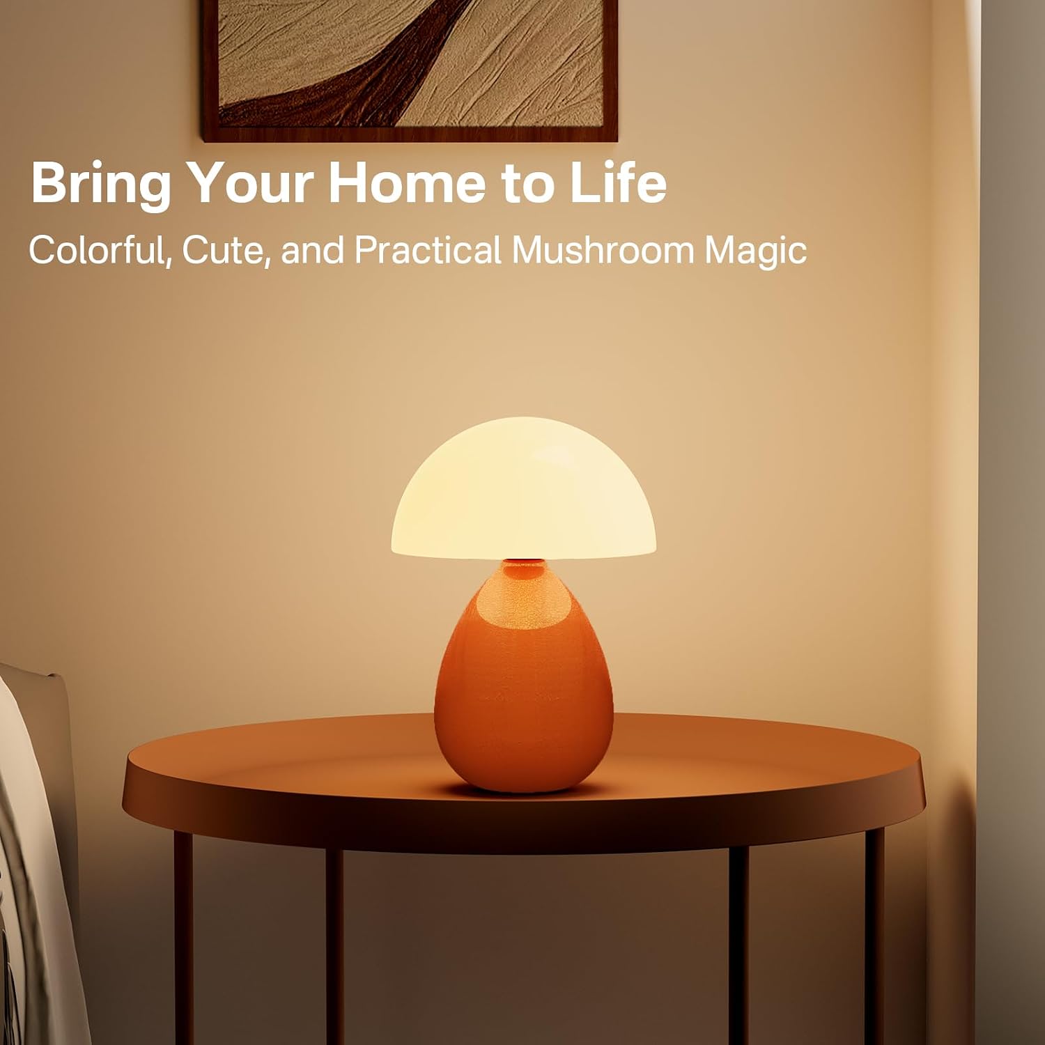 Dawnwake Mushroom Lamp Table Lamp for Bedroom, Ice Crackle Desk Lamp Bedside Small Lamps for Living Room Night Stands, Table Lamps Cute…