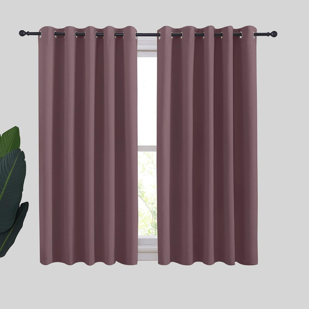 NICETOWN Thermal Insulated Curtains Blackout Draperies, Window Treatment Solid Grommet Room Darkening Drape Panels for Bedroom (Dry Rose…