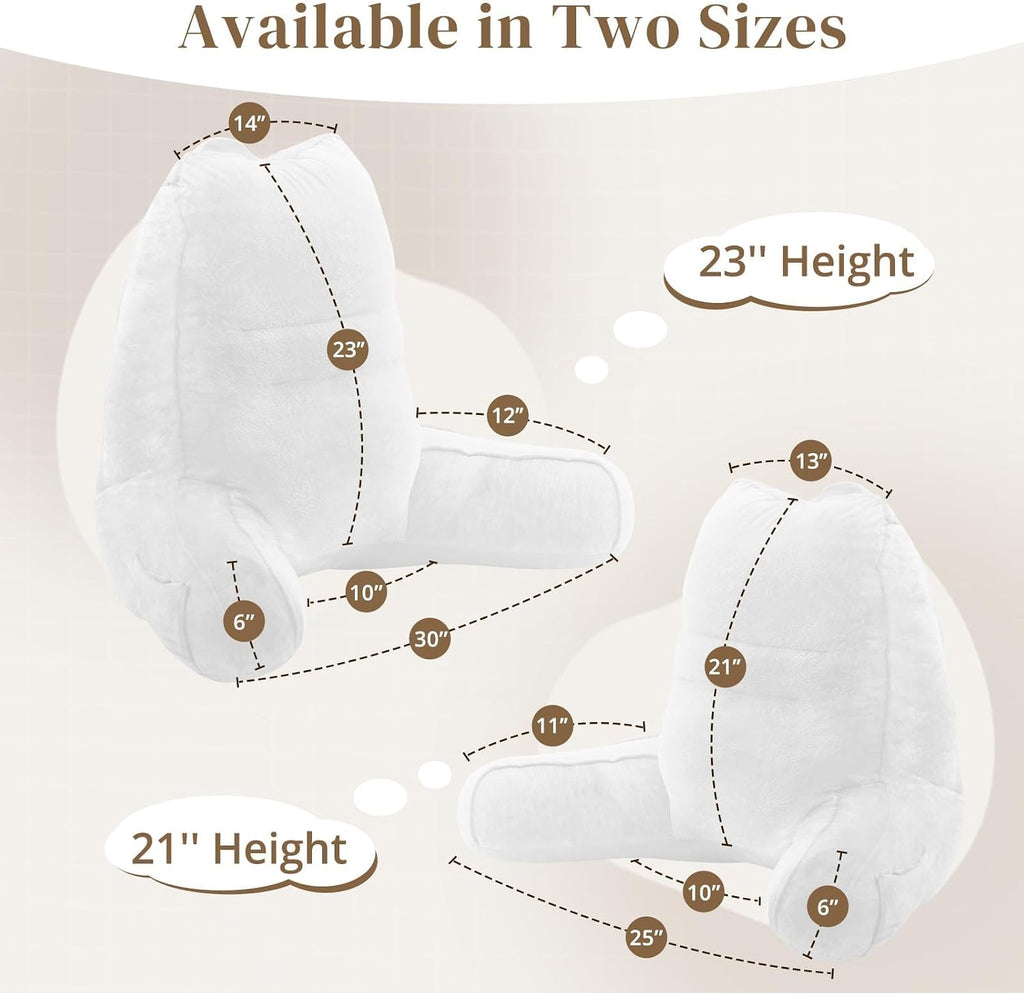 Sasttie Reading Pillow, Pillows for Reading or Relaxing – Ergonomic Support for Head, Neck, Back, and Lumbar, 21-Inch, White White