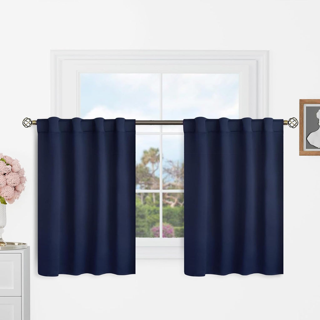 BGment Short Kitchen Curtains 36 Inch Length for Half Windows - 34 x 36 inch Curtains Rod Pocket and Back Tab Thermal Insulated Room Darken…