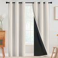 SimpleHome 100% Blackout Curtains for Bedroom, Thermal Insulated Grommet Window Drapes Room Darkening Cream Curtains for Living Room with Bl…