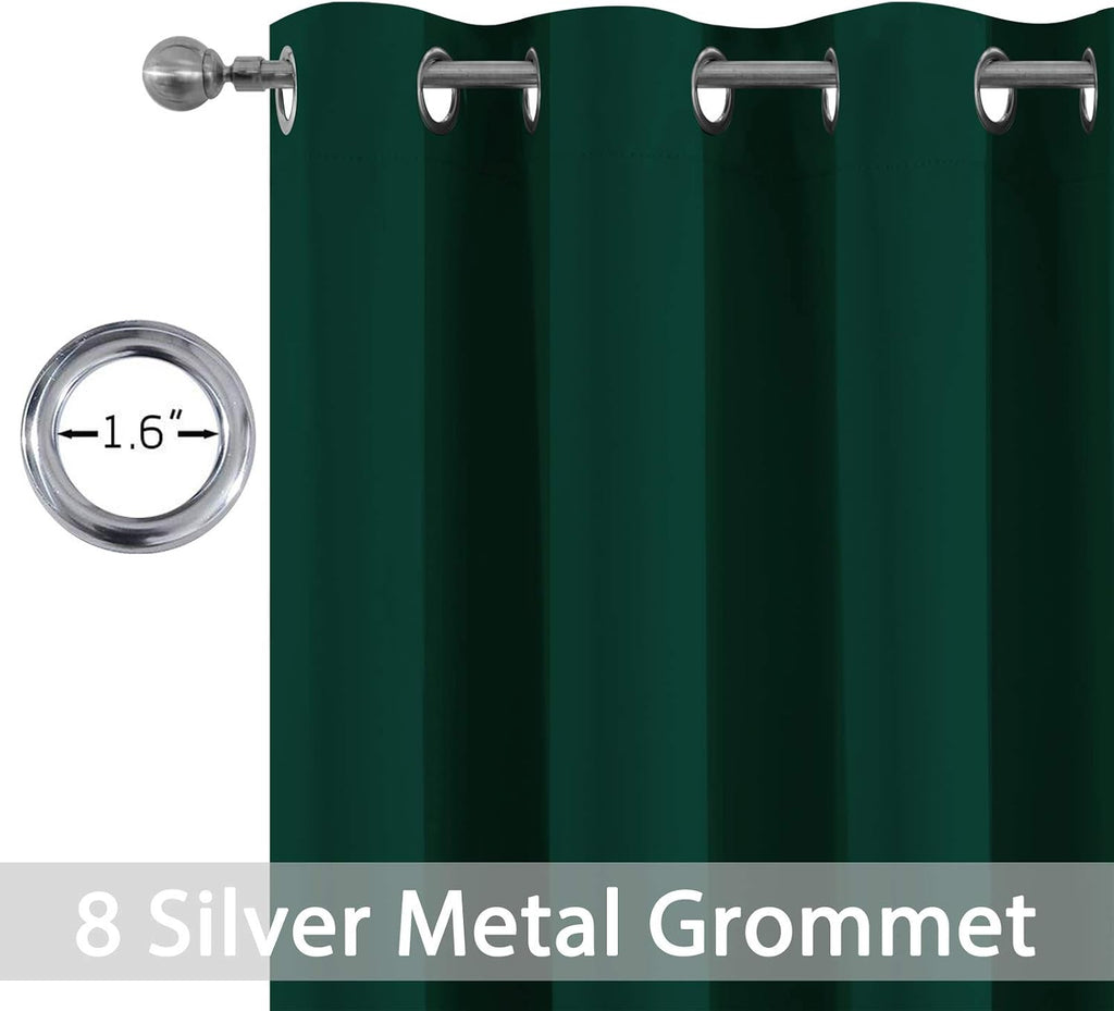 Yakamok Dark Green Blackout Curtains for Bedroom, Room Darkening Thermal Insulated Grommet Window Curtains, Light Blocking Blackout…