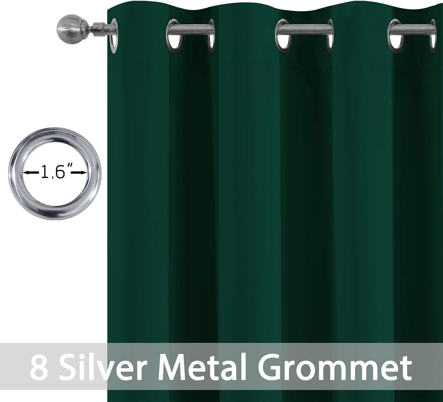Yakamok Dark Green Blackout Curtains for Bedroom, Room Darkening Thermal Insulated Grommet Window Curtains, Light Blocking Blackout…