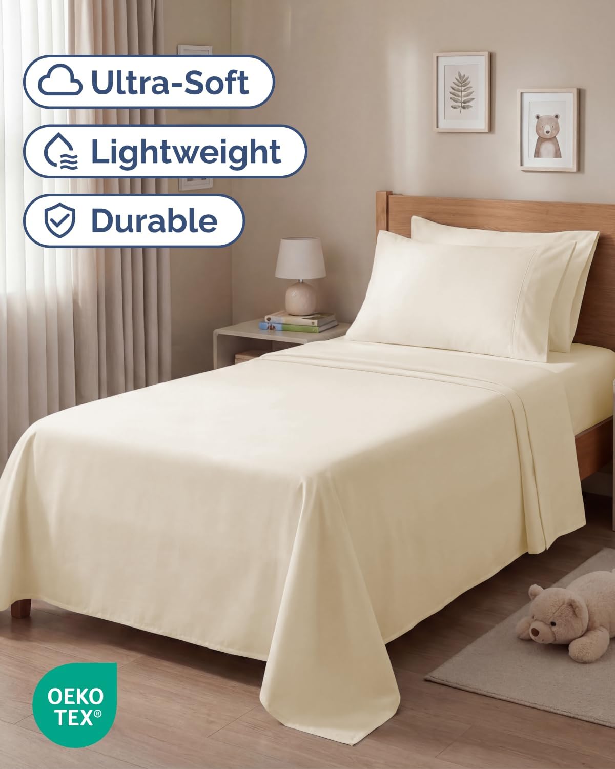 Twin 4 Piece Sheet Set - Comfy, Breathable & Cooling - Hotel Luxury Bedding for Women, Men, Kids, Teens & Children - 1 Flat & 1 Fitted…