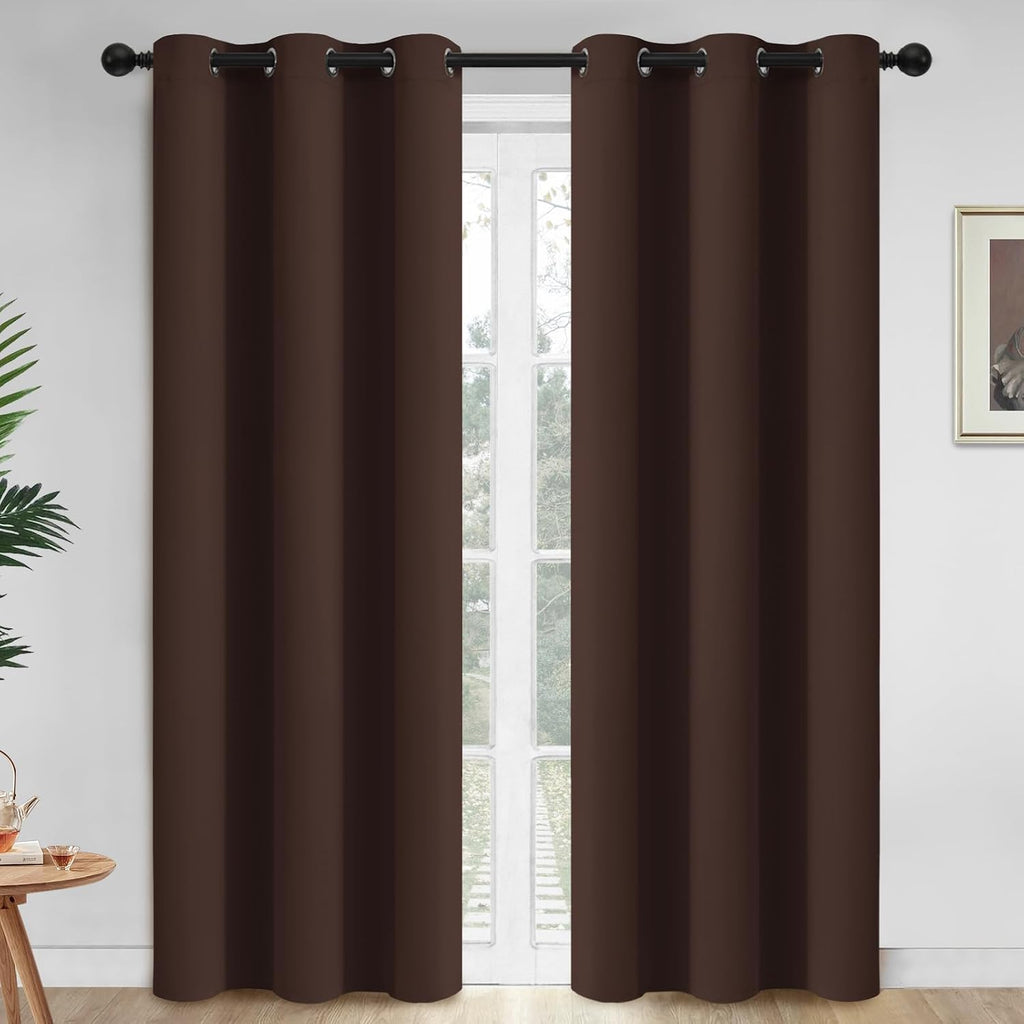 Yakamok Blackout Curtains Room Darkening Thermal Insulated Window Panels, Solid Grommet Top Drapes for Bedroom/Living Room(42Wx84L…