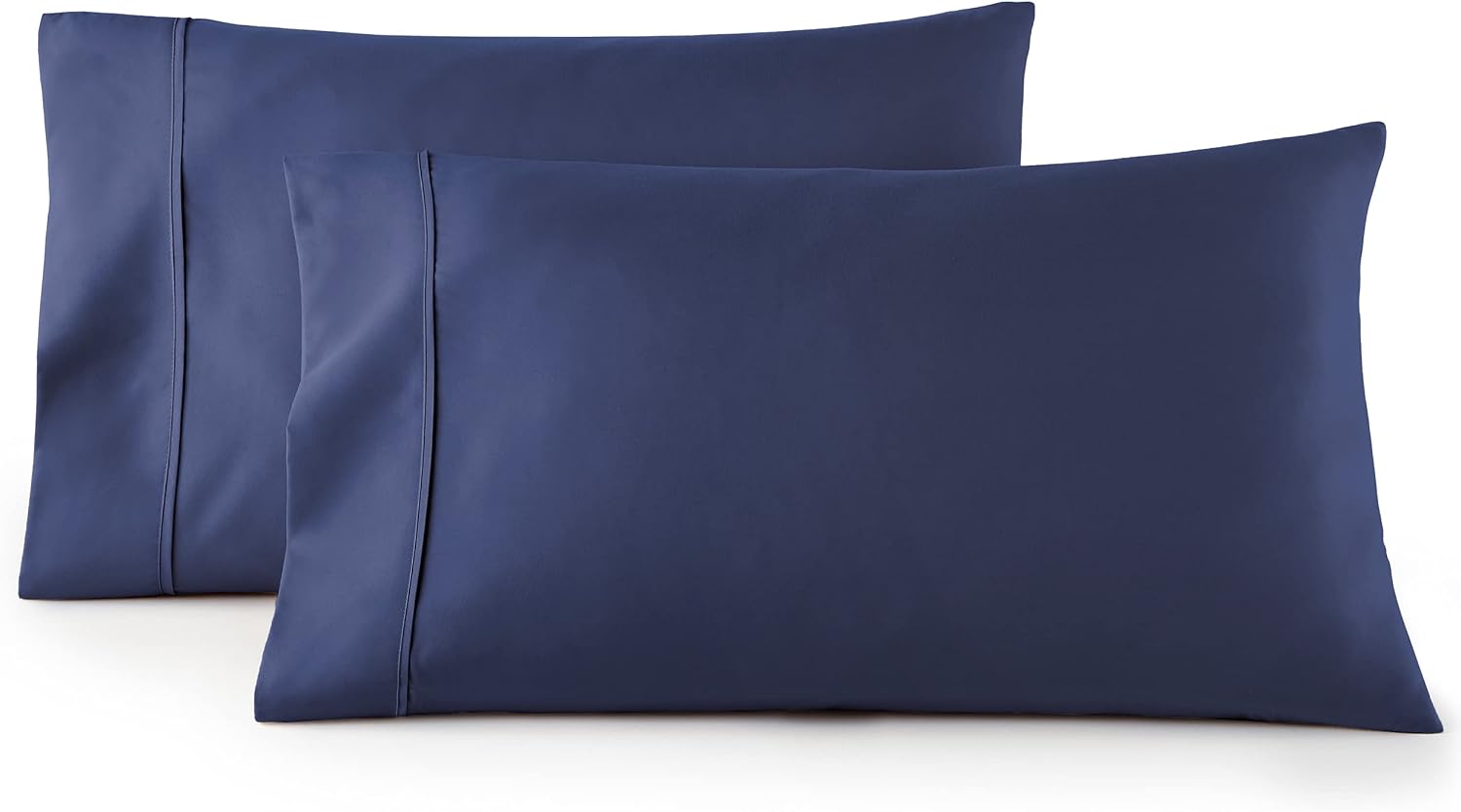 HCCollection HC Collection King Pillow Cases Set of 2- Microfiber, Extra Soft Pillowcases - easy maintenance & Machine Washable - Navy white