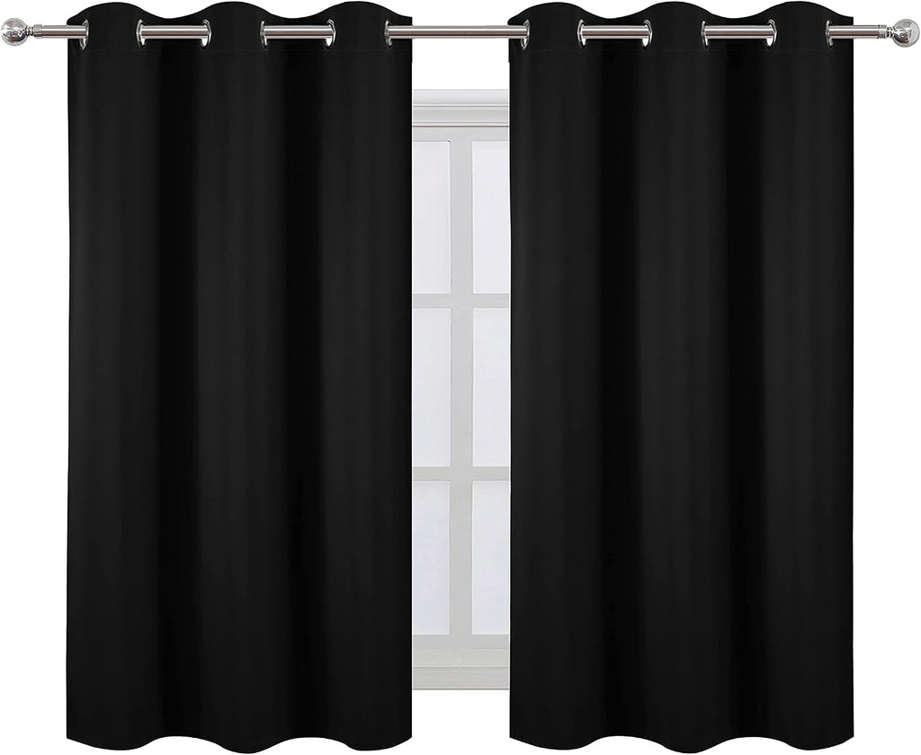 Lemomo Black Blackout Curtains 42 x 54 Inch Length Set of 2 Panels Grommet Bedroom Curtains for Living Room 54 Inch Black