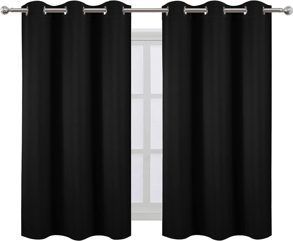 Lemomo Black Blackout Curtains 34 x 54 Inch Length/Set of 2 Curtain Panels/Thermal Insulated Room Darkening Blackout Curtains for Bedroom 5…