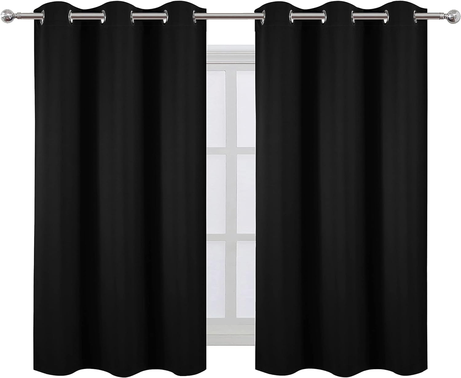 Lemomo Black Blackout Curtains 34 x 54 Inch Length/Set of 2 Curtain Panels/Thermal Insulated Room Darkening Blackout Curtains for Bedroom 5…