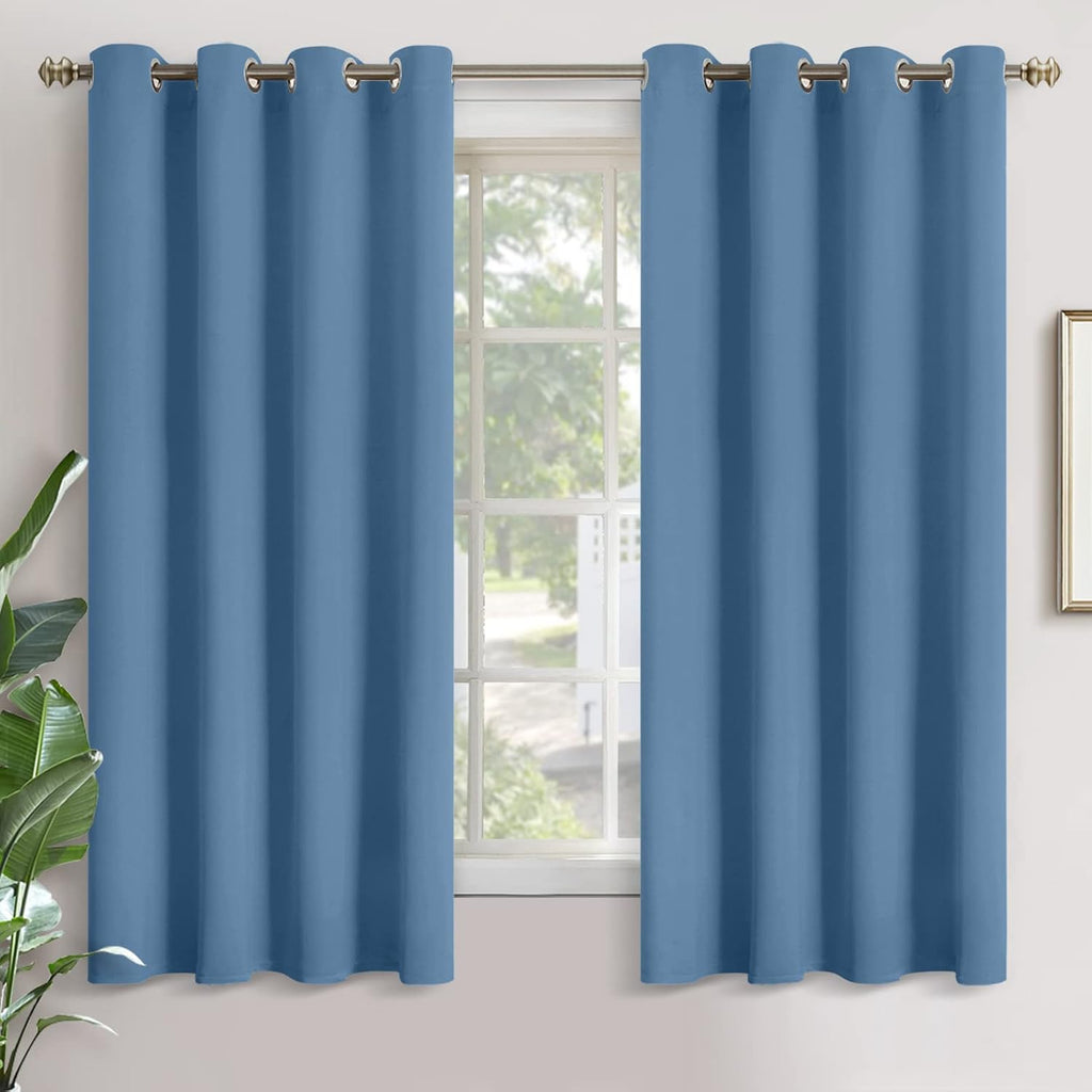 YoungsTex Blackout Curtains for Bedroom 63 Inch Length 2 Panels - Thermal Insulated Window Drapes with Grommet Room Darkening Ocean Color f…