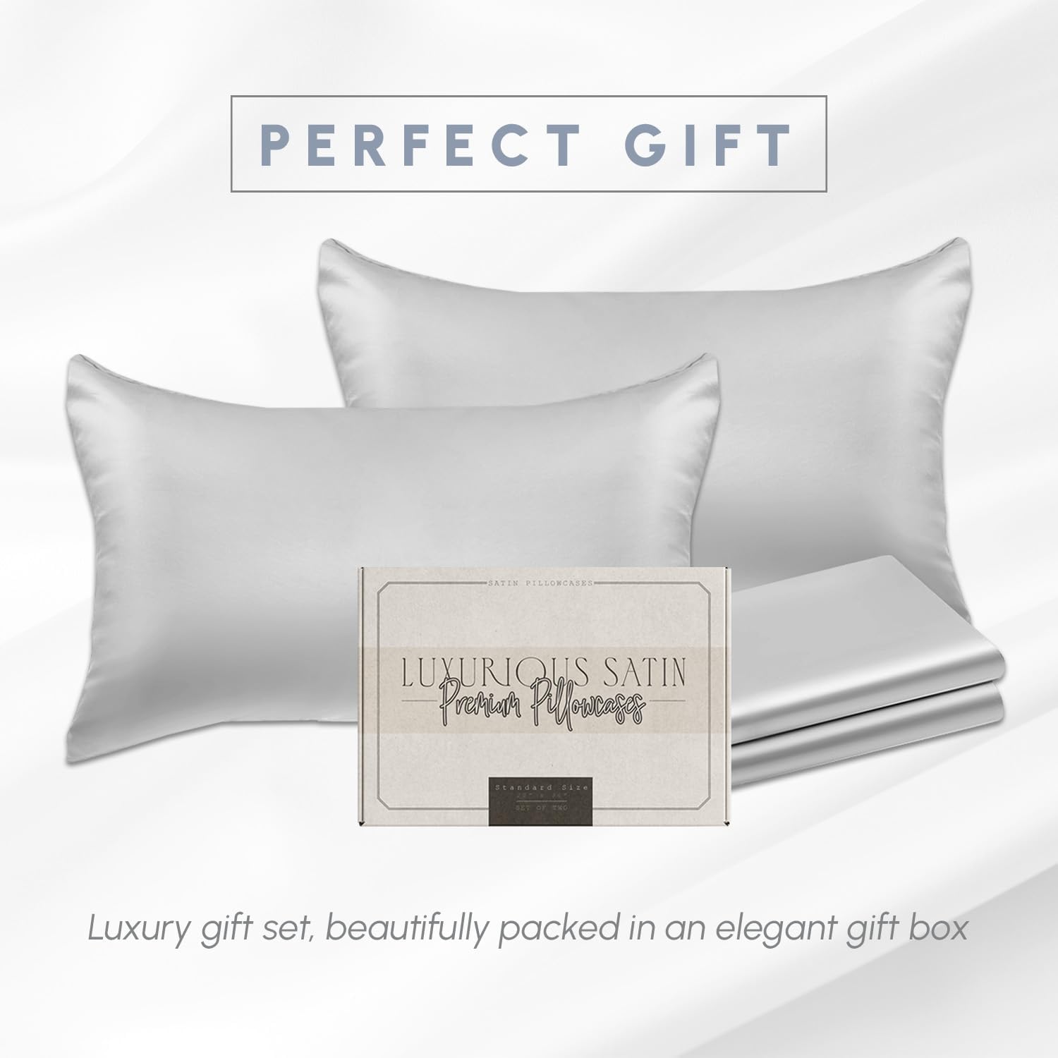 Elegantcomfort Elegant Comfort 4-Pack Cooling Viscose Satin Pillowcase Set with Hidden Zipper Closure, Silky Smooth for Hair and fabric…