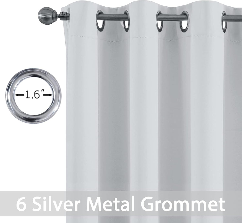 Yakamok Blackout Curtains Greyish White Room Darkening Thermal Insulated with Grommet Top Window Drapes for Living Room,42W x 84L,2 Panels