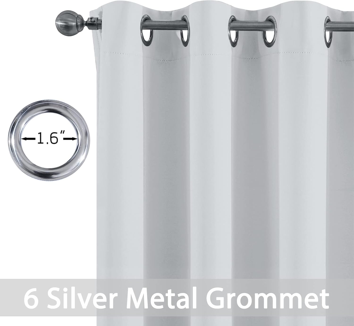 Yakamok Blackout Curtains Greyish White Room Darkening Thermal Insulated with Grommet Top Window Drapes for Living Room,42W x 84L,2 Panels