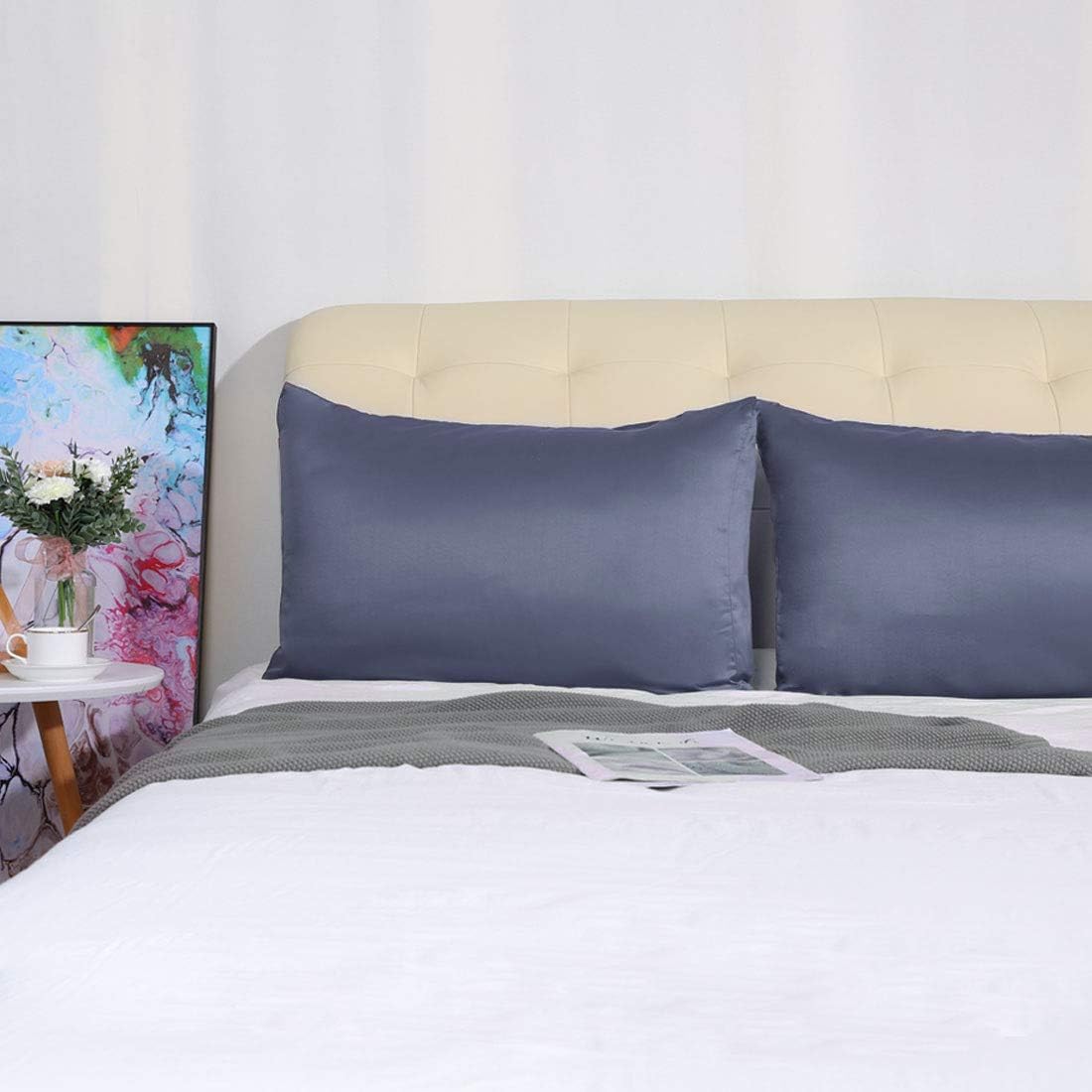 uxcell 2 Pack Silk Satin Pillowcase for Hair and Skin, Cool, Silky, Soft Breathable Pillow Cases Travel Size 14x20 Inch Sateen Pillowcase S…