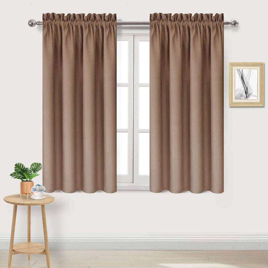Dwcn Blackout Curtains Room Darkening Thermal Insulated Bedroom Curtains Window Curtain Panels, 42 x 45 inches Long, Set of 2 Khaki Rod Poc…