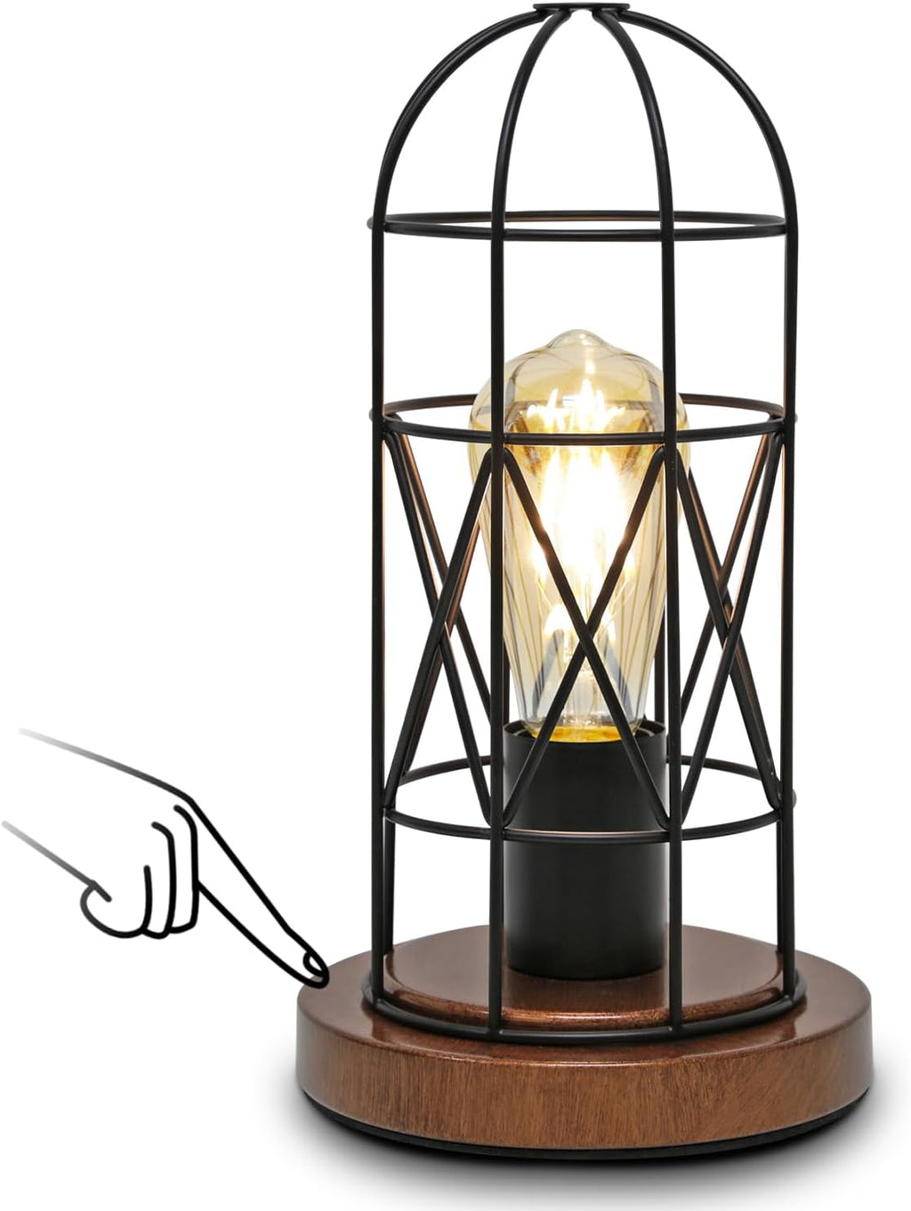 Touch Control Table Lamp, Industrial Bedside Lamp with 3 Way Dimmable, Small Nightstand Vintage Metal Cage Desk Lamps, Steampunk Table…