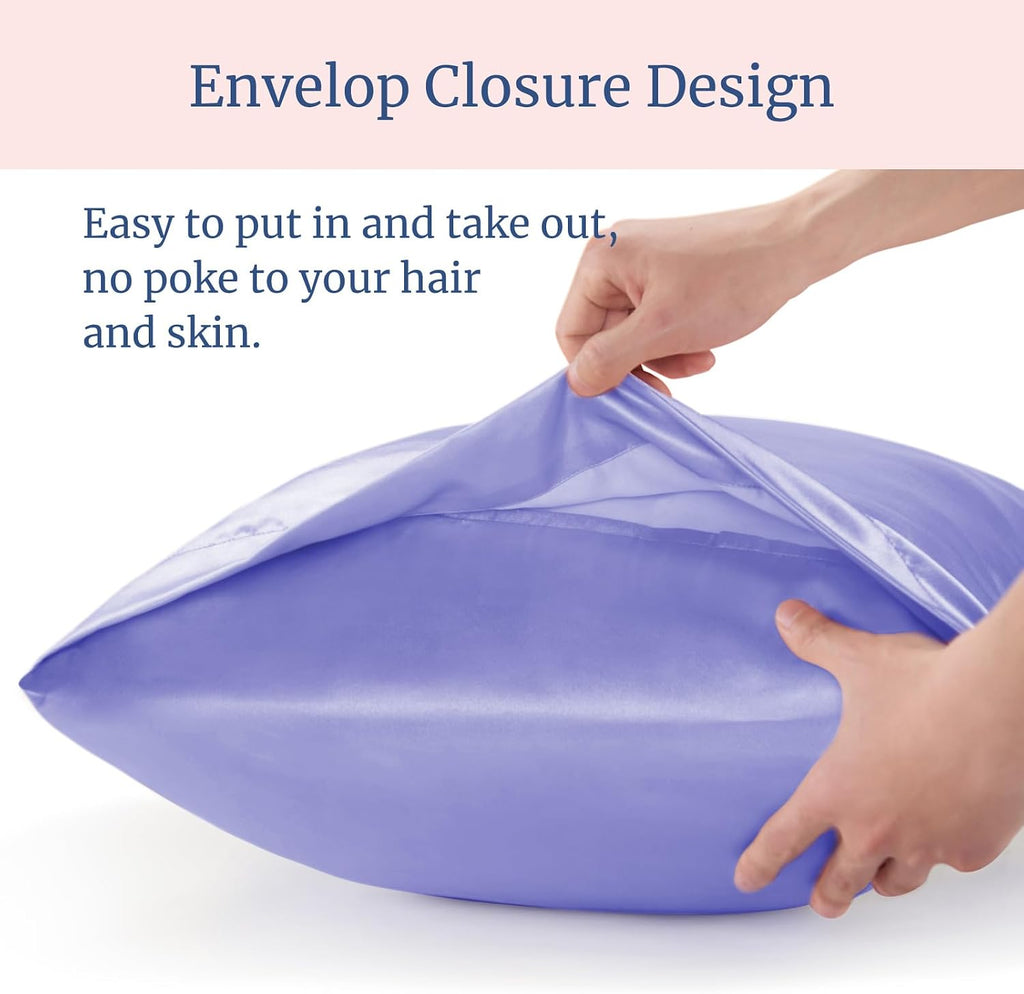 Bedelite Satin Pillowcase for Hair and Skin, Super Soft and Cooling Similar to Silk Pillow Cases 2 Pack with Envelope Closure, Gift for Wom…
