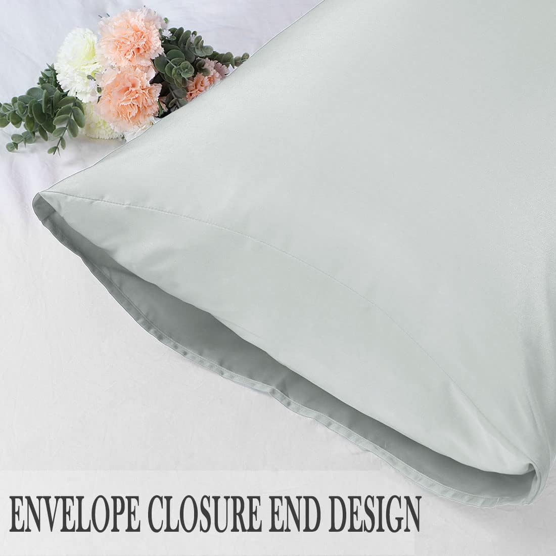 uxcell 2 Pack Silk Satin Pillowcase for Hair and Skin, Cool, Silky, Soft Breathable Pillow Cases King Size 20x36 Inch Sateen Pillowcase Lig…