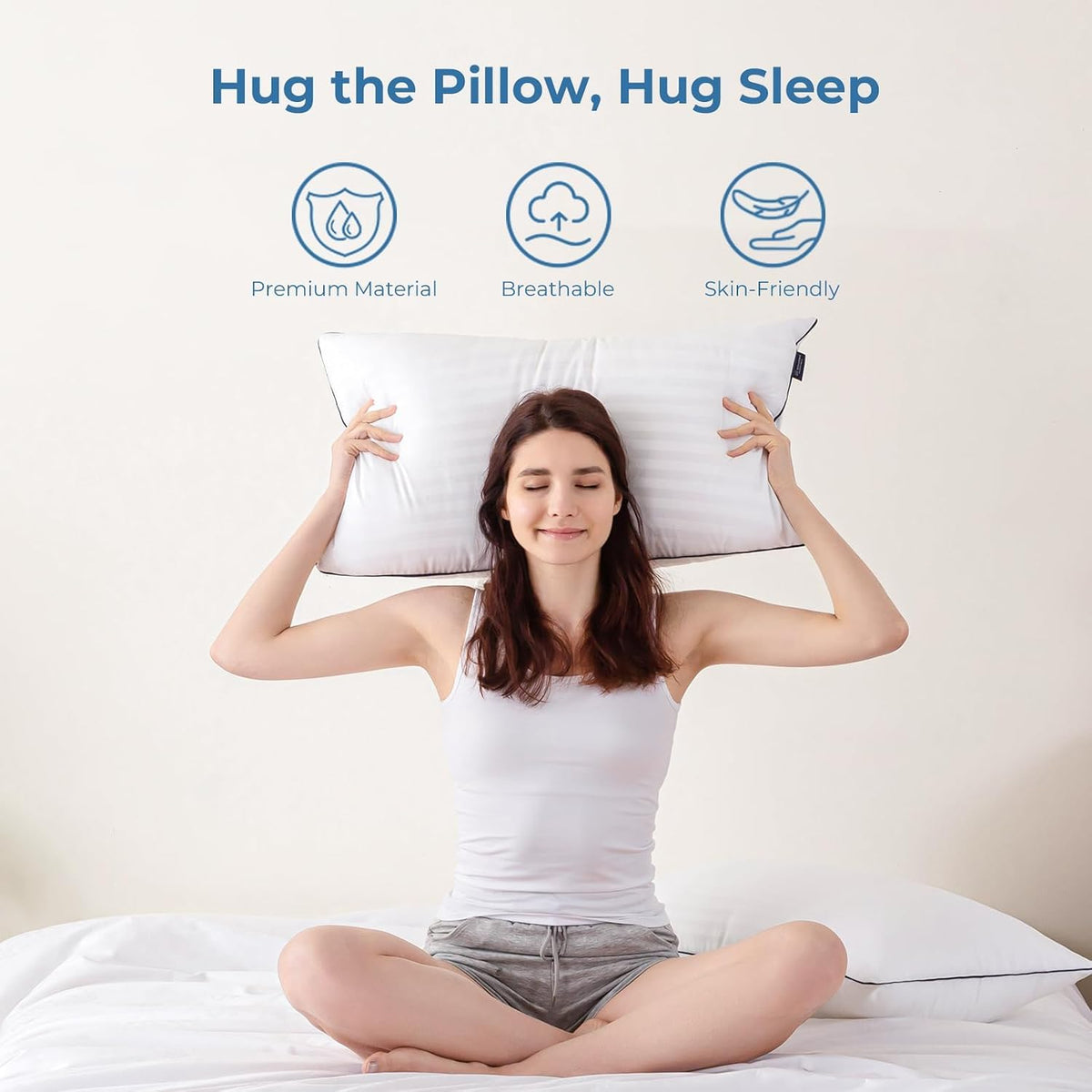 GOHOME Pillows Queen Size Set of 4 - Bed Pillows for Sleeping 4 Pack, Cooling Supportive Hotel Pillows with Premium Soft Down Alternative…