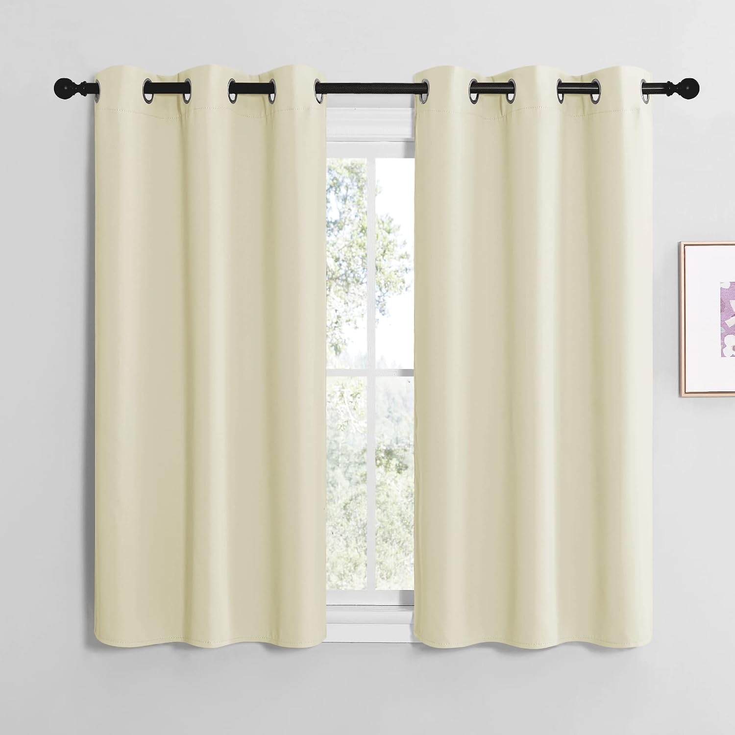 NICETOWN Kitchen Curtains for Decoration, Thermal Insulated Grommet Room Darkening Draperies/Panels for Laundry (Beige, 2 Panels, W42 x…