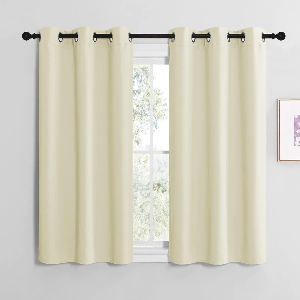 NICETOWN Kitchen Curtains for Decoration, Thermal Insulated Grommet Room Darkening Draperies/Panels for Laundry (Beige, 2 Panels, W42 x…