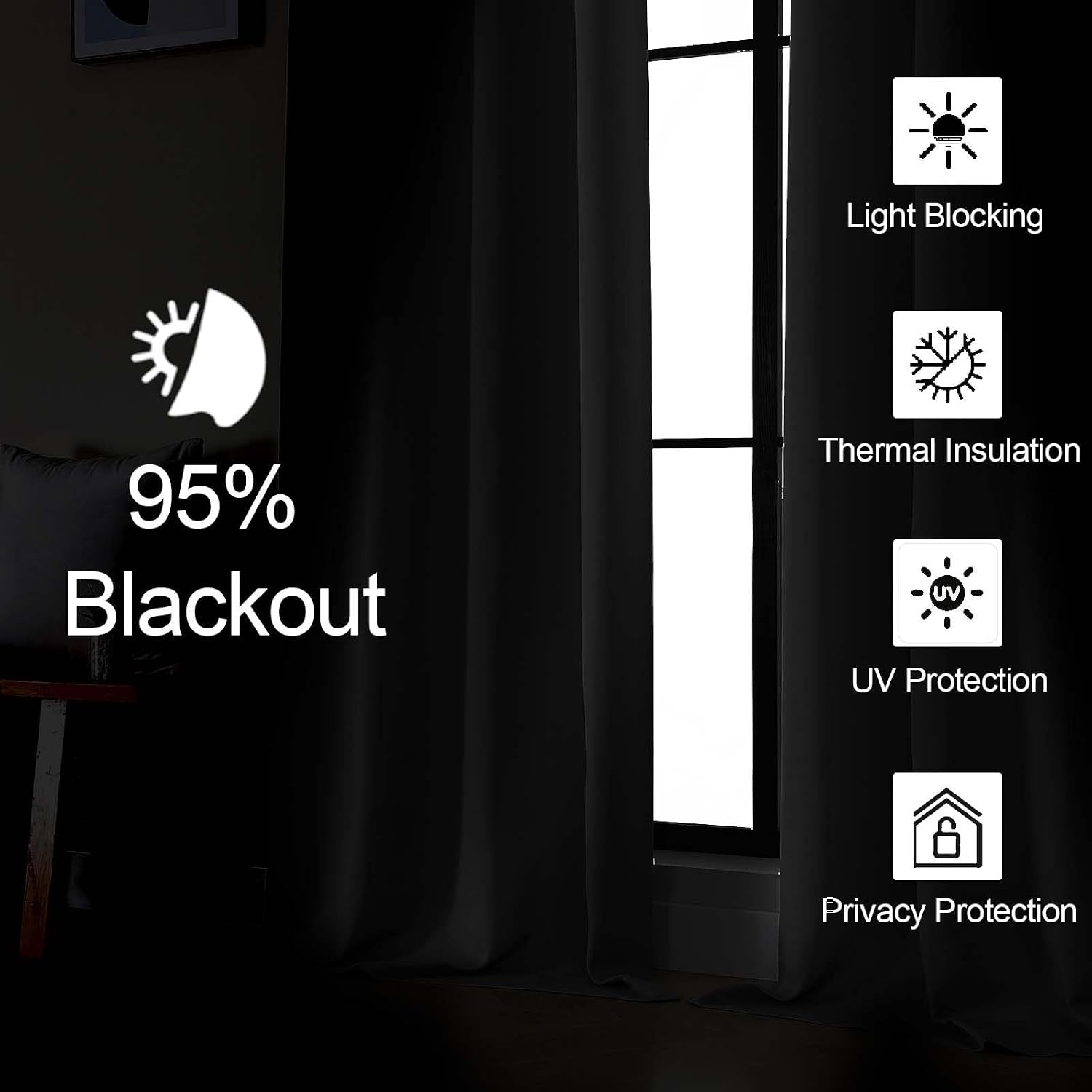 Gwine Navy Blue Blackout Curtains for Bedroom 84 inches Long 2 Panels Set, Solid Noise Reducing Thermal Insulated Blackout Curtains for…