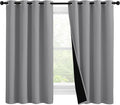 Nicetown Silver Grey 100% Blackout Curtains with Heat and Cold Blocking, Thermal Insulated 2-Layer Lined Drapes, Noise Cancellation Window…