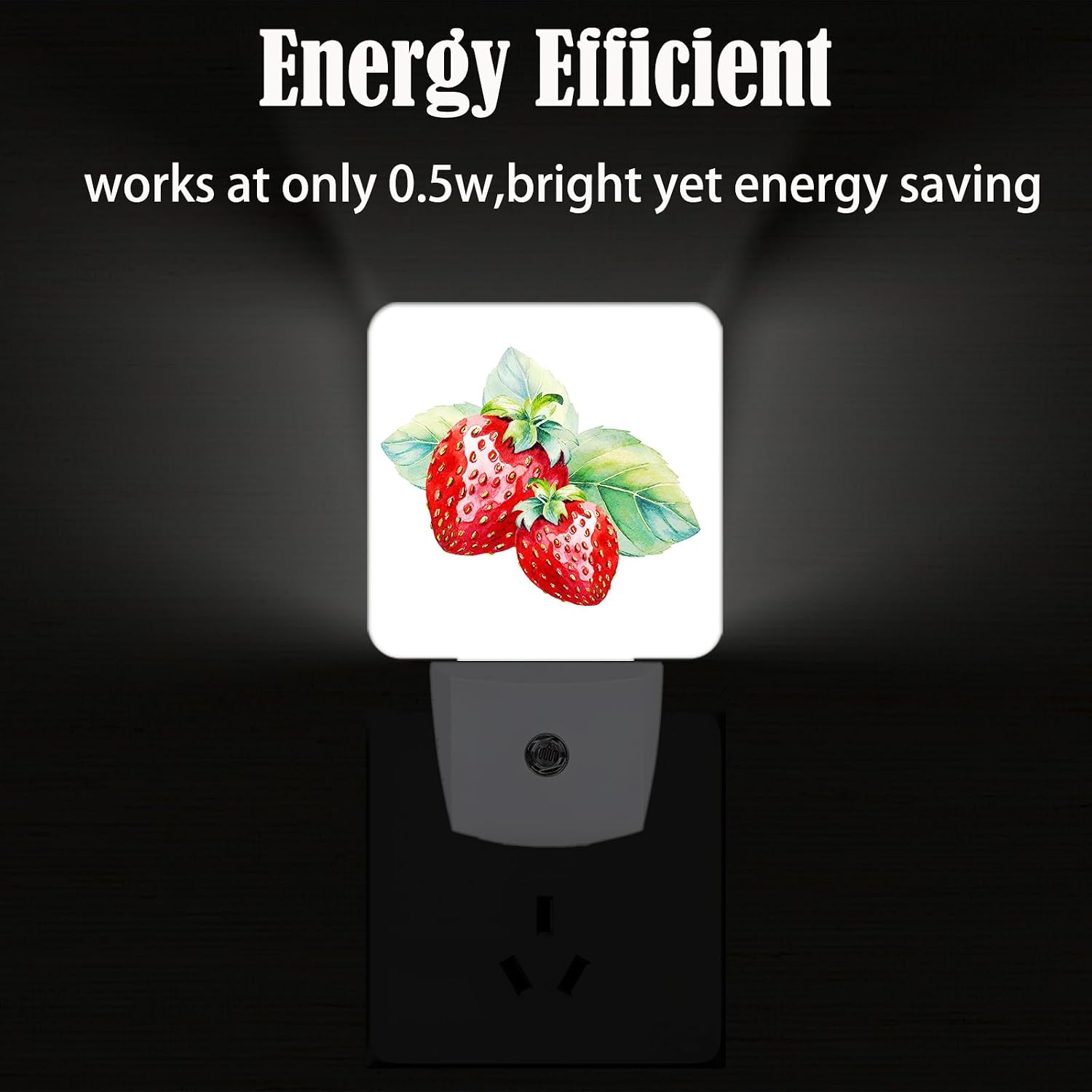 Watercolor Cute Strawberry Night Light, Plug Into Wall with Dusk to Dawn Light Sensors, Warm Nightlights for Bedroom, Bathroom, Hallway…