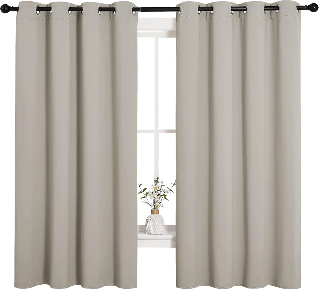 NICETOWN Room Darkening Curtain Panels for Cafe, Thermal Insulated Grommet Room Darkening Draperies/Drapes for Window (Natural, 2 Panels…