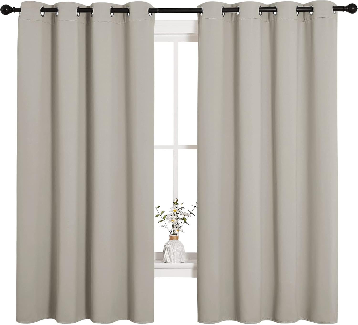 NICETOWN Room Darkening Curtain Panels for Cafe, Thermal Insulated Grommet Room Darkening Draperies/Drapes for Window (Natural, 2 Panels…