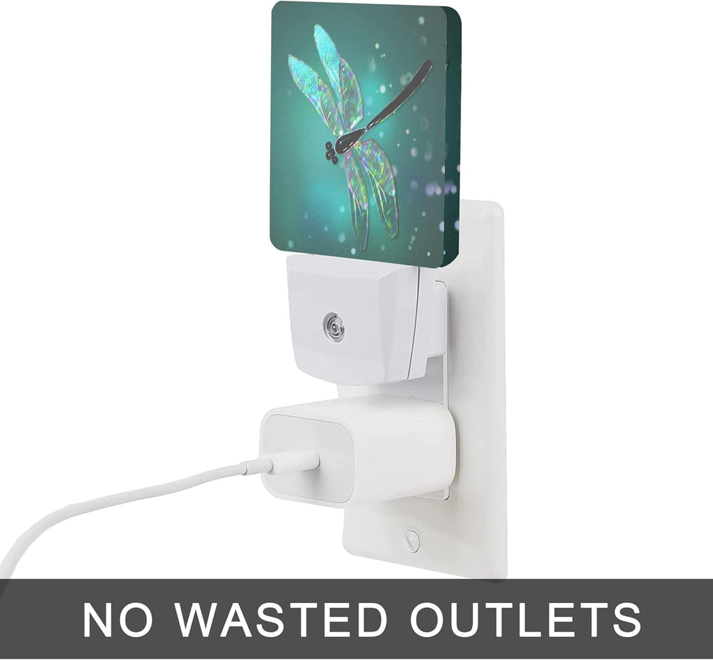 Dragonfly Night Light, Fantasy Green Dragonfly Plug-in Night Lights with Dusk-to-Dawn Sensor for Bedroom, Bathroom and Living Room Sleep…