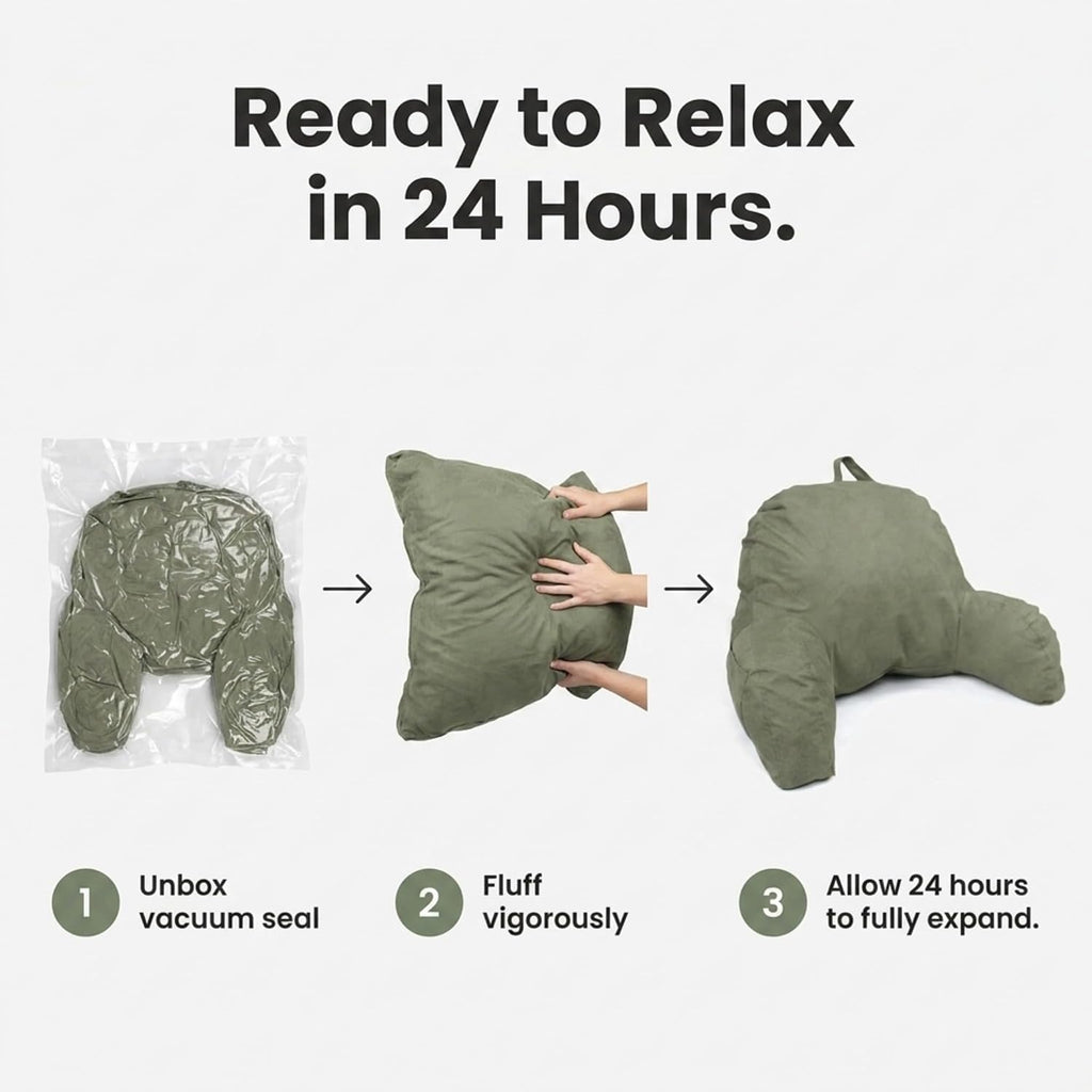 Deluxe Comfort Microsuede Bed Rest - Backrest Pillow with Arms - Bed Rest Pillow - Reading Bedrest Lounger - Sitting Support Pillow - Soft…