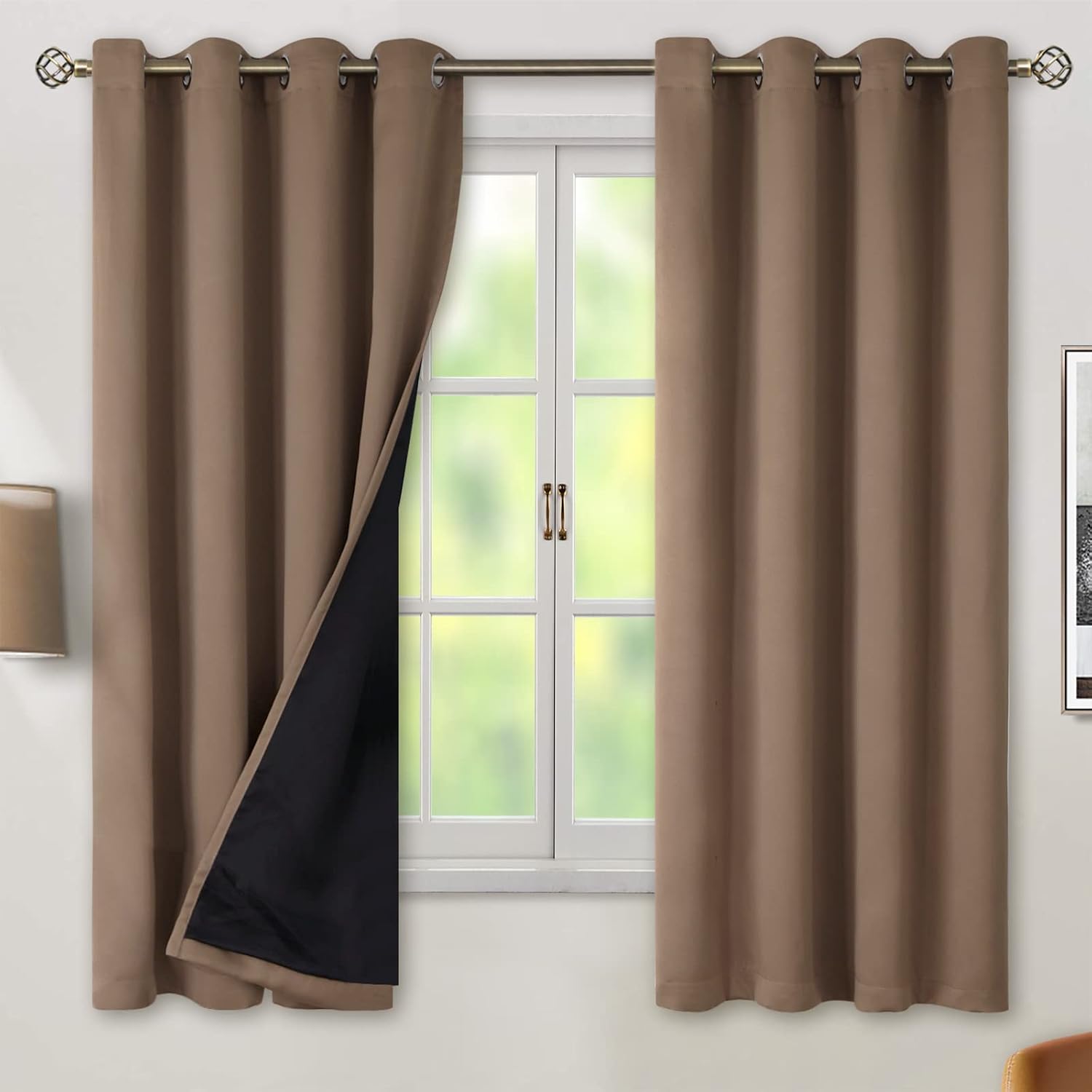 BGment Total Thermal Insulated 100% Blackout Curtains for Bedroom with Black Liner, Double Layer Full Room Darkening Noise Reducing Grommet…