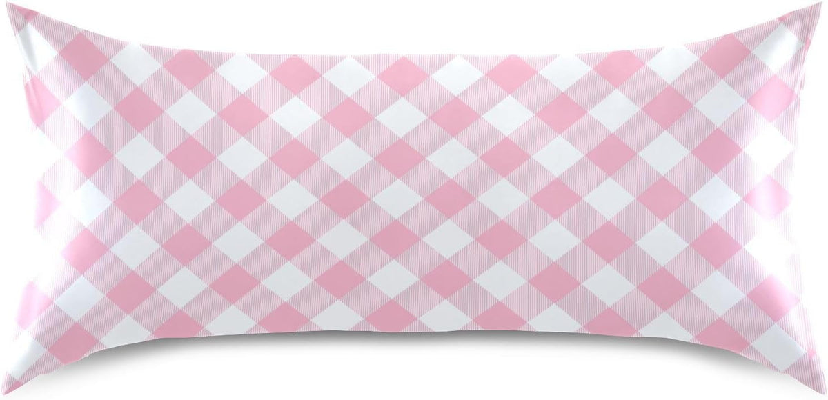 Plaid Squares Pillow Covers Silk Pillowcase for Hair and Skin Breathable Silky Soft Satin Pillowcase Queen Size Pillow Case for Women…