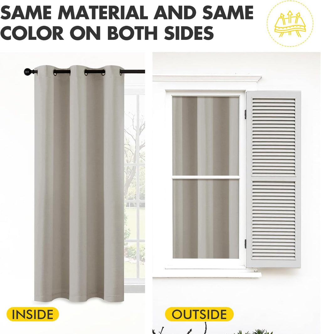 Miulee Blackout Curtains for Bedroom Living Room 2 Panels, Thermal Insulated Room Darkening Drapes Grommet Noise Reducing Light Blocking Wi…
