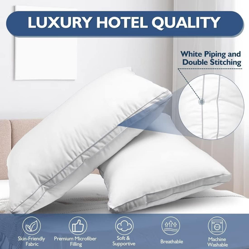 Jicuse Bed Pillows Queen Size Set of 2, Hotel Quality Queen Pillows 2 Pack for Sleeping with Soft Down Alternative Filling, Gusseted Beddin…