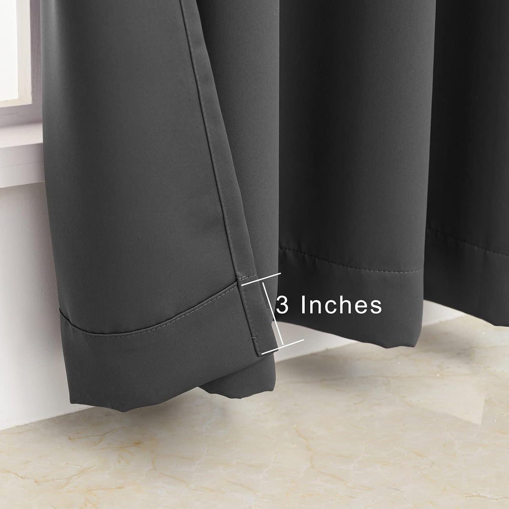 Pickluc Grey Blackout Curtain Panels with Grommet, Light Blocking Drapes for Living Room, Thermal Insulated, Noise Reduction, Privacy Prote…