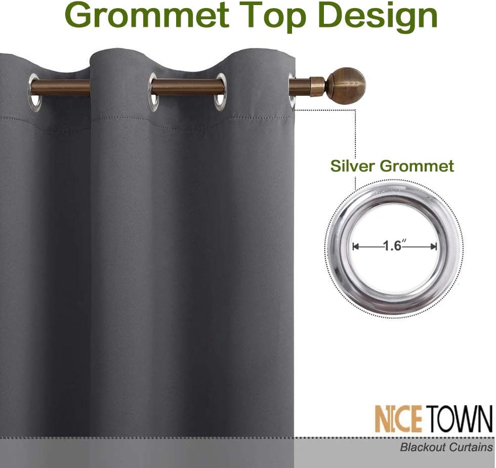 NICETOWN Bedroom Blackout Curtain Panel - Window Treatment Thermal Insulated Solid Grommet Blackout for Living Room (1 Panel, 70 by 63…