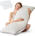 Homelab Cooling Adjustable Body Pillow (20x54) with White Bamboo Viscose Pillowcase Bundle, Full Body Support for Side Sleepers, Back, Hip…