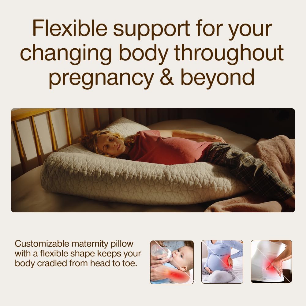 Coop Home Goods Original Adjustable Maternity Pillow, with Memory Foam and Washable Cover, Body Pillow for Pregnancy, Side Sleeper and…