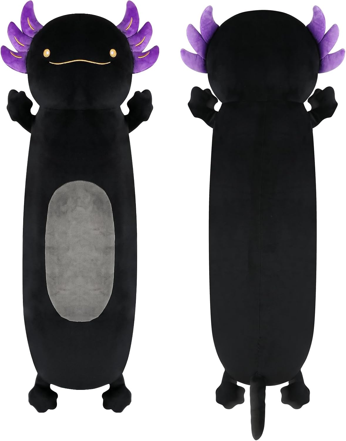 22 Inch Black Axolotl Stuffed Animal, Soft Fluffy Long Axolotl Plush Body Pillow, Cute Salamander Hugging Pillow, Plushies Toy Gift for…