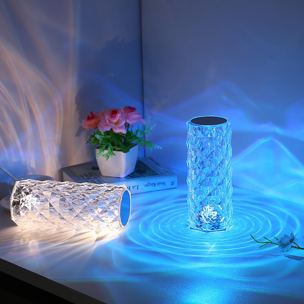 Portable Crystal Table Lamp,16 Color Touch Control Rechargeable Lamp, Crystal Bedside Lamp, Night Light, Room Decor Desk Lamp, Bedroom, Living…